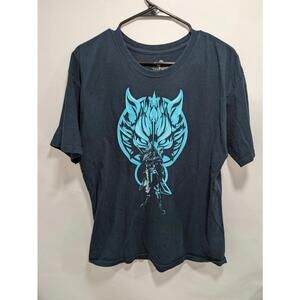 Mens Teefury Final Fantasy 7 Dark Blue Cloud  Short Sleeve Anime Shirt Size L